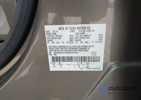 2014 Ford Edge Sel из США, поврежденный, VIN 2FMDK4JC5EBA57209